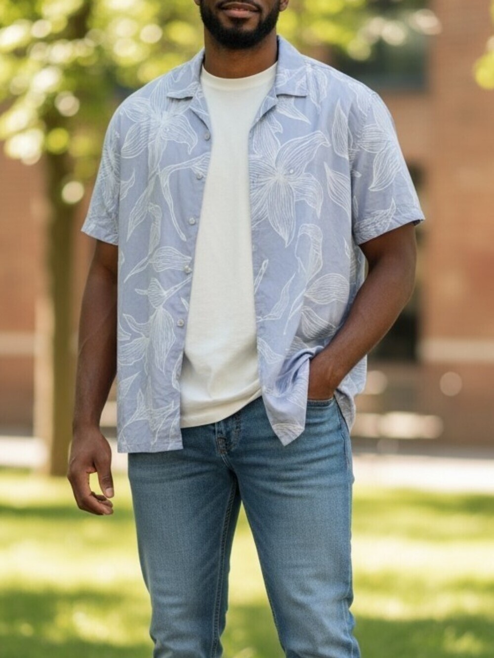 Porter & Ash performance short sleeve button up floral shirt